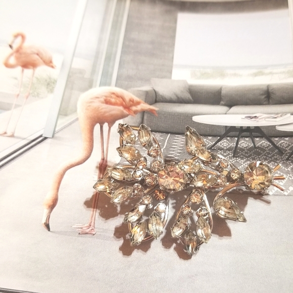 Mid Century Sparkling Rhinestone Spray Brooch Pin - Picture 5 of 5